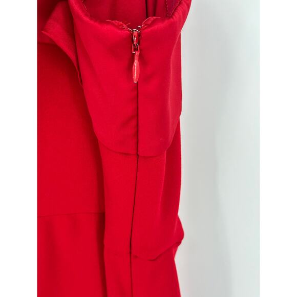 Adrianna Papell One-Shoulder Jumpsuit Red Satin Accent Cocktail Party Formal 12 - Picture 6 of 10